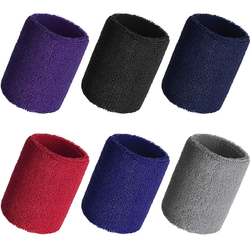 Bememo 12 Pcs Neon Sweatbands Wristband Sweat Wrist Band Competitions Absorbent Sweatbands for Men Women, for Sports, Running(3.15",Black, Dark Blue, Navy Blue, Gray, Dark Purple, Red) - Image 5